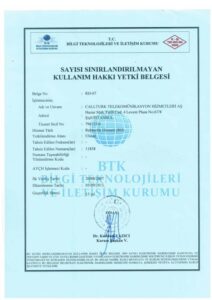 Calltürk BTK Rehberlik Hizmeti yetki belgesi RH-07, 11858